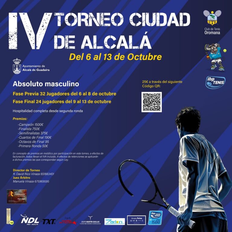 Del 6 al 13 de octubre se celebra el cuarto torneo de tenis Ciudad de Alcalá